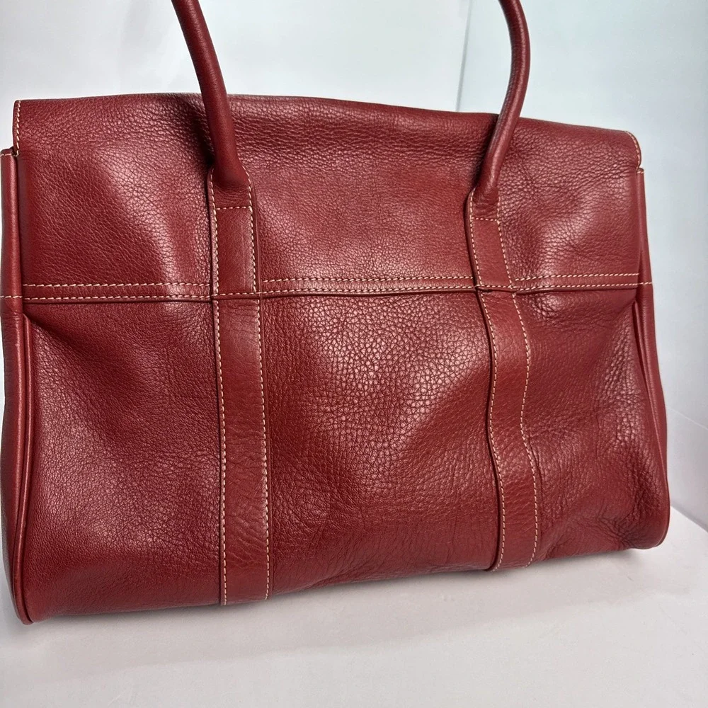 MULBERRY Bayswater Red Leather Tote Bag Turn Lock Handbag Vintage